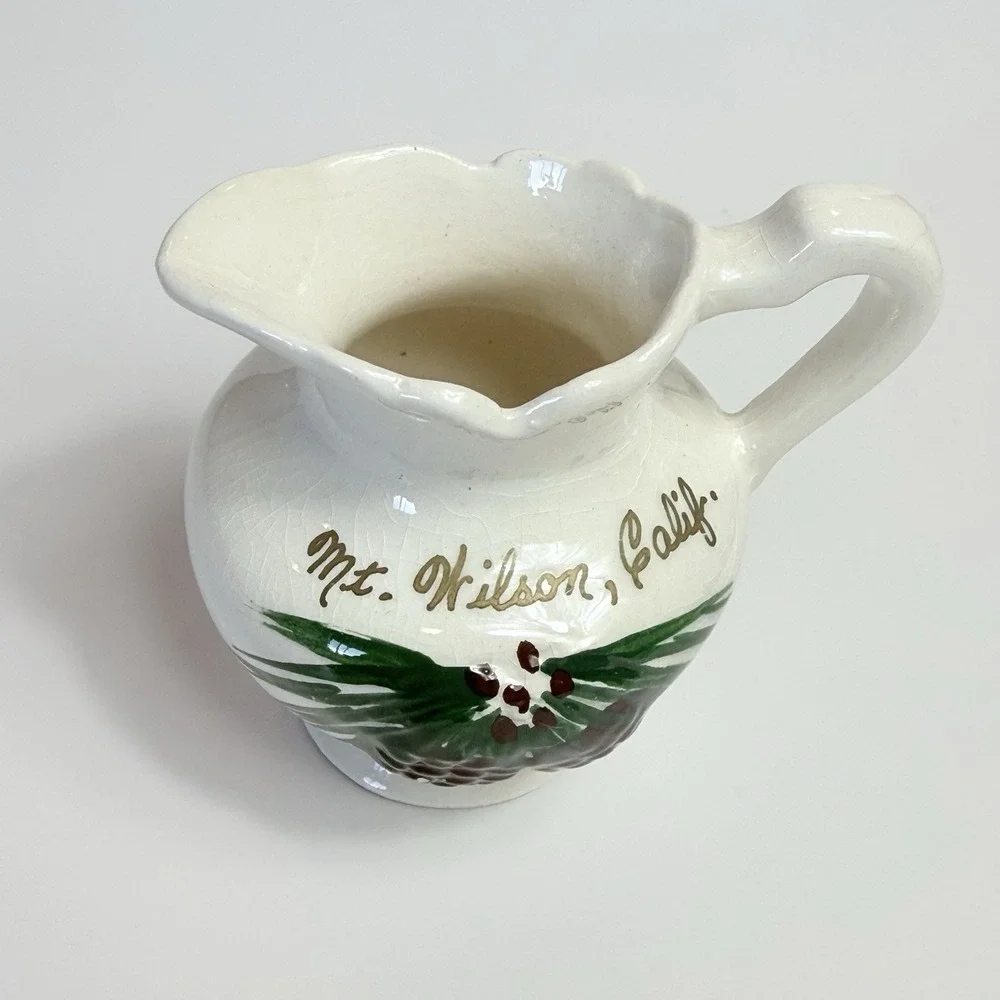 Vintage California Souvenir Mini Pitcher Pinecone Cabin Cottagecore Decor